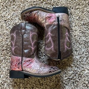 Old West Kids Boots in Pink and Brown